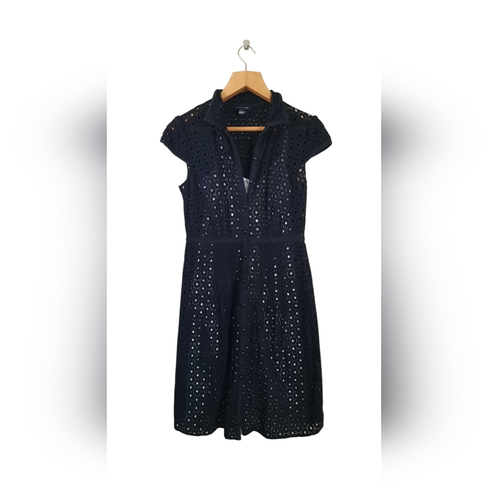 Spense Black Crochet Dress With White Slip